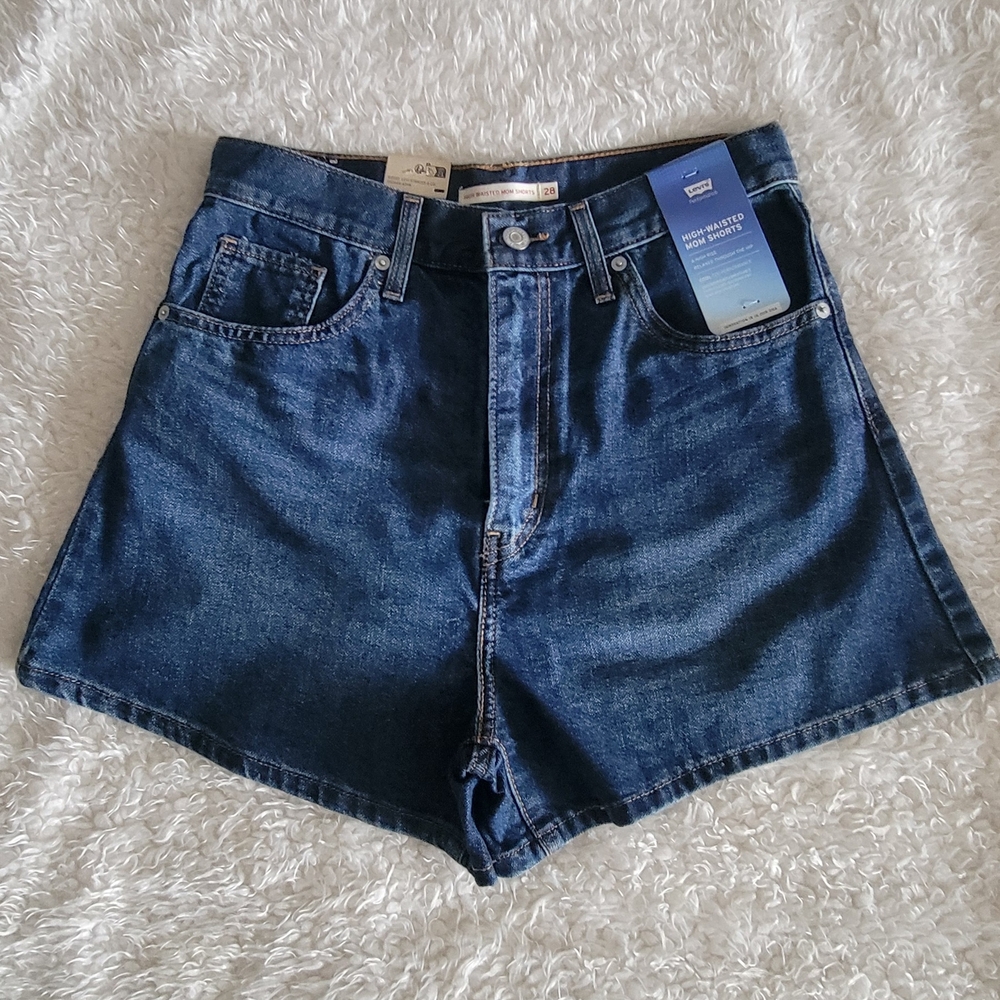 Levi's Dark Blue High-Rise Denim Shorts